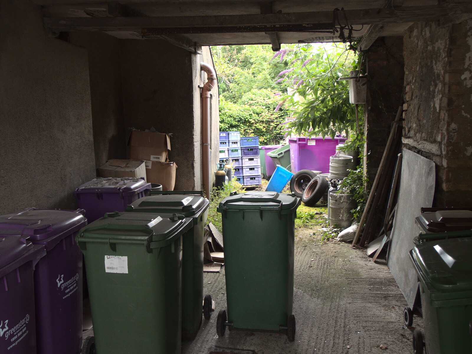 Wheelie bins in a garage from Walks Around Benbulben and Carrowmore, County Sligo, Ireland - 13th August 2021
