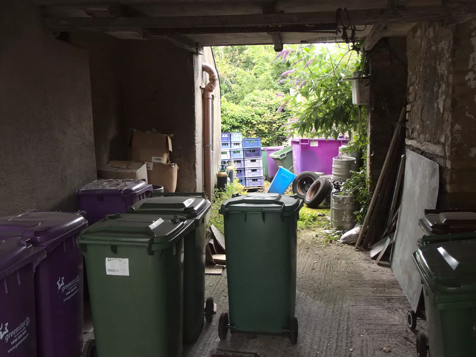 Wheelie bins in a garage, from Walks Around Benbulben and Carrowmore, County Sligo, Ireland - 13th August 2021