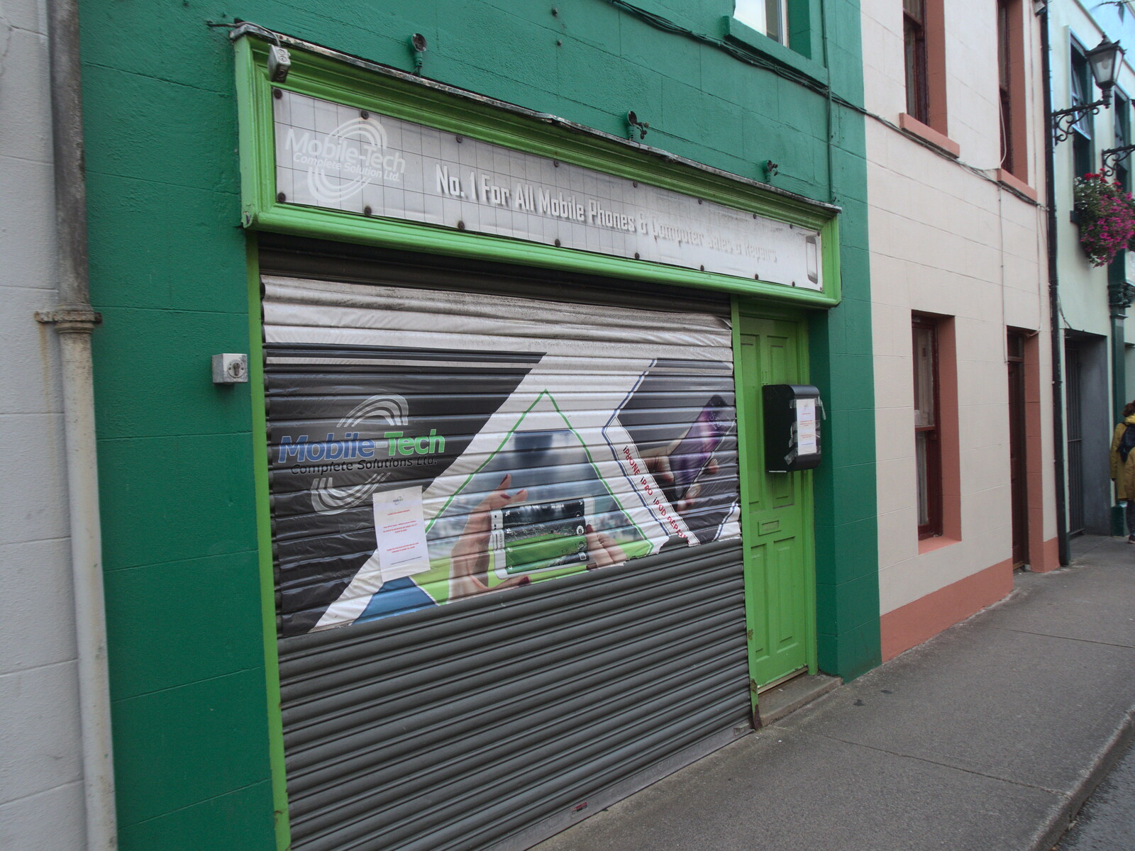 A shuttered phone shop from Walks Around Benbulben and Carrowmore, County Sligo, Ireland - 13th August 2021