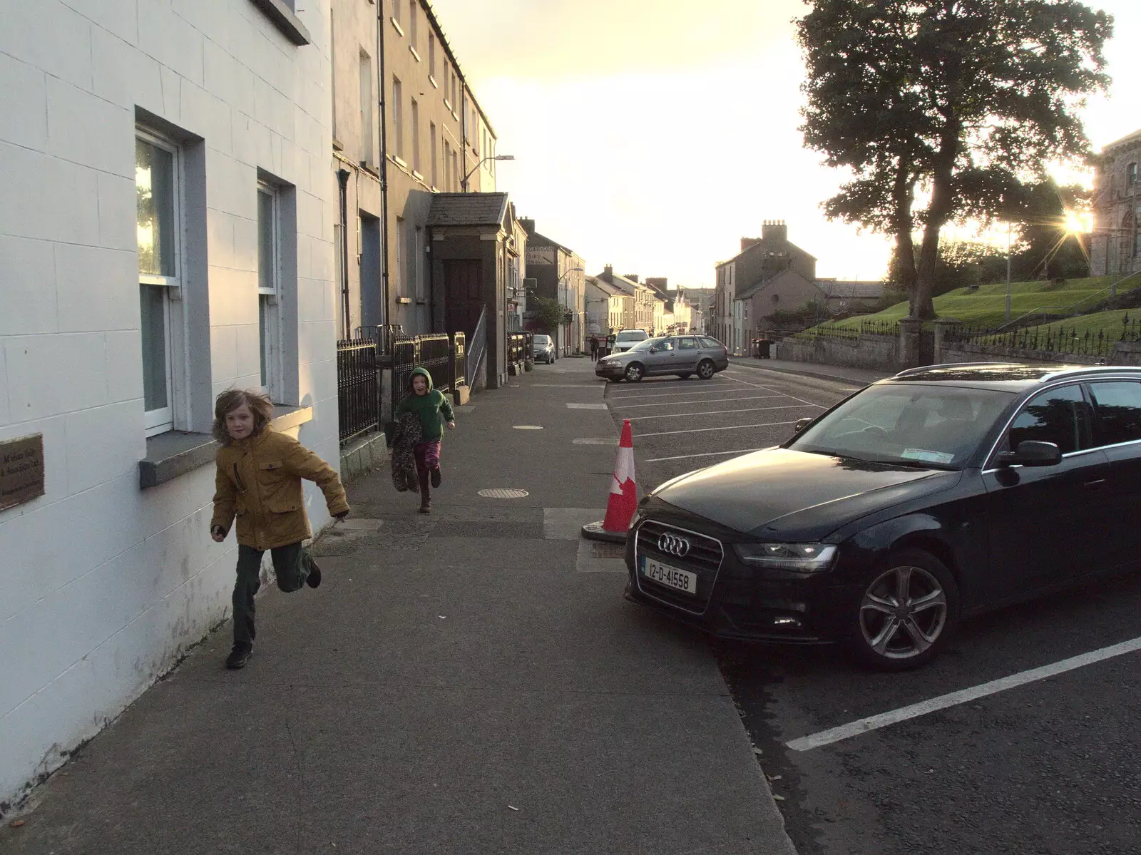 Harry and Faith run around, from Walks Around Benbulben and Carrowmore, County Sligo, Ireland - 13th August 2021