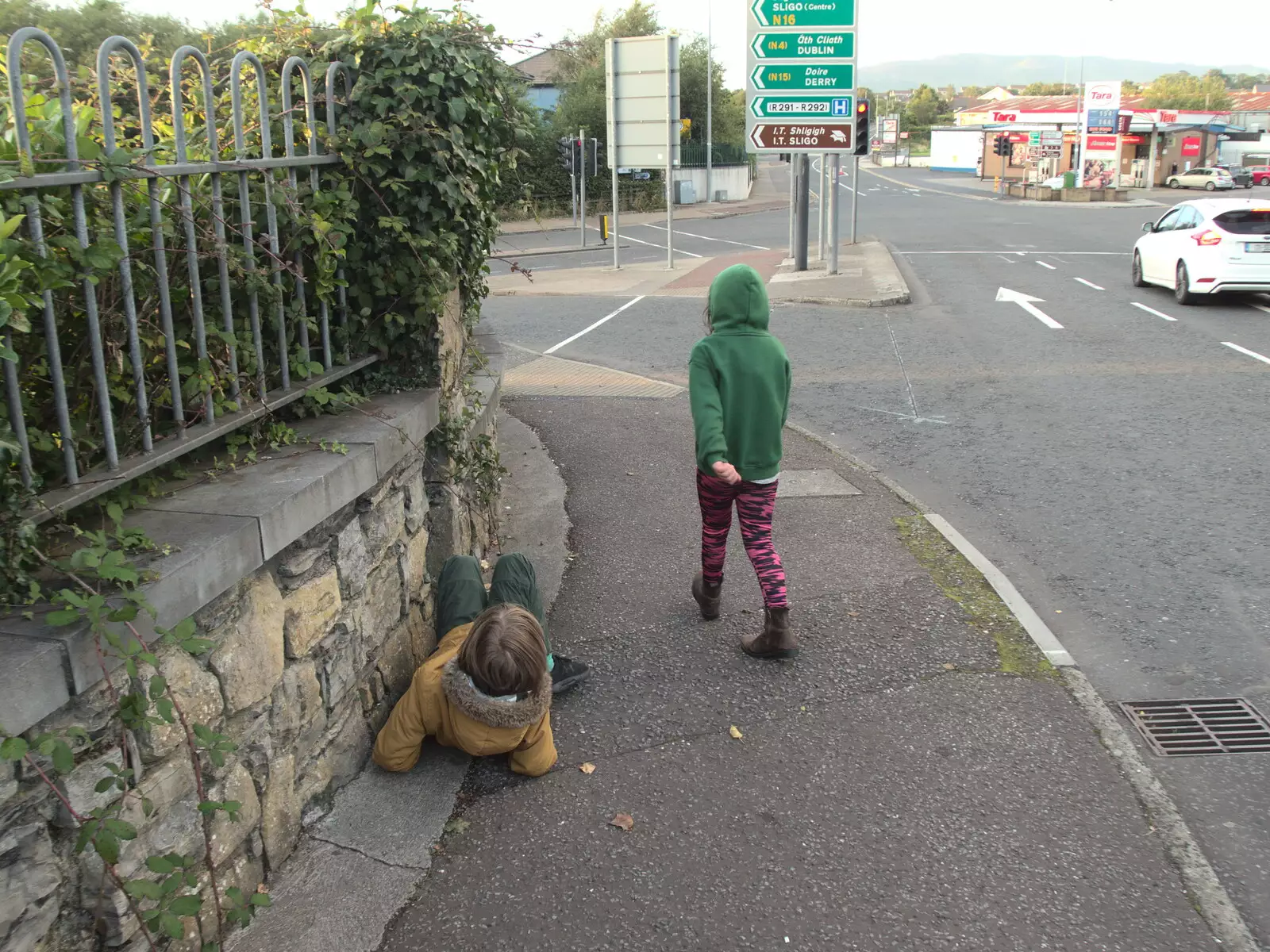 Harry's on the pavement for some reason, from Walks Around Benbulben and Carrowmore, County Sligo, Ireland - 13th August 2021