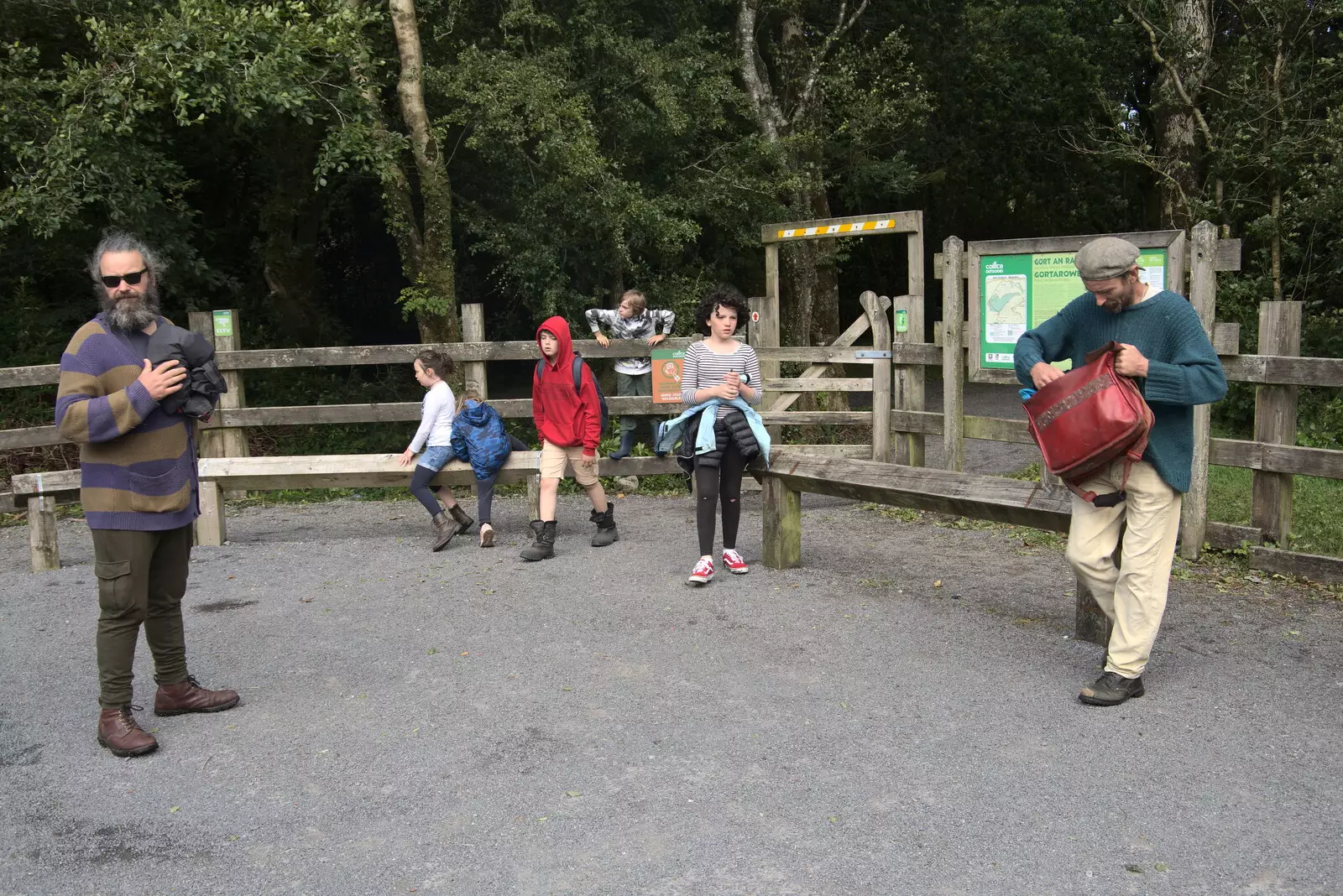 Re-grouping in the car park, from Walks Around Benbulben and Carrowmore, County Sligo, Ireland - 13th August 2021