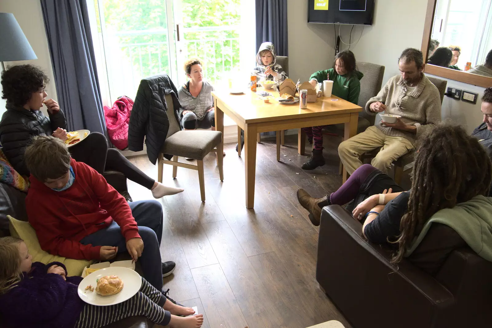 Everyone comes back to our apartment, from Walks Around Benbulben and Carrowmore, County Sligo, Ireland - 13th August 2021