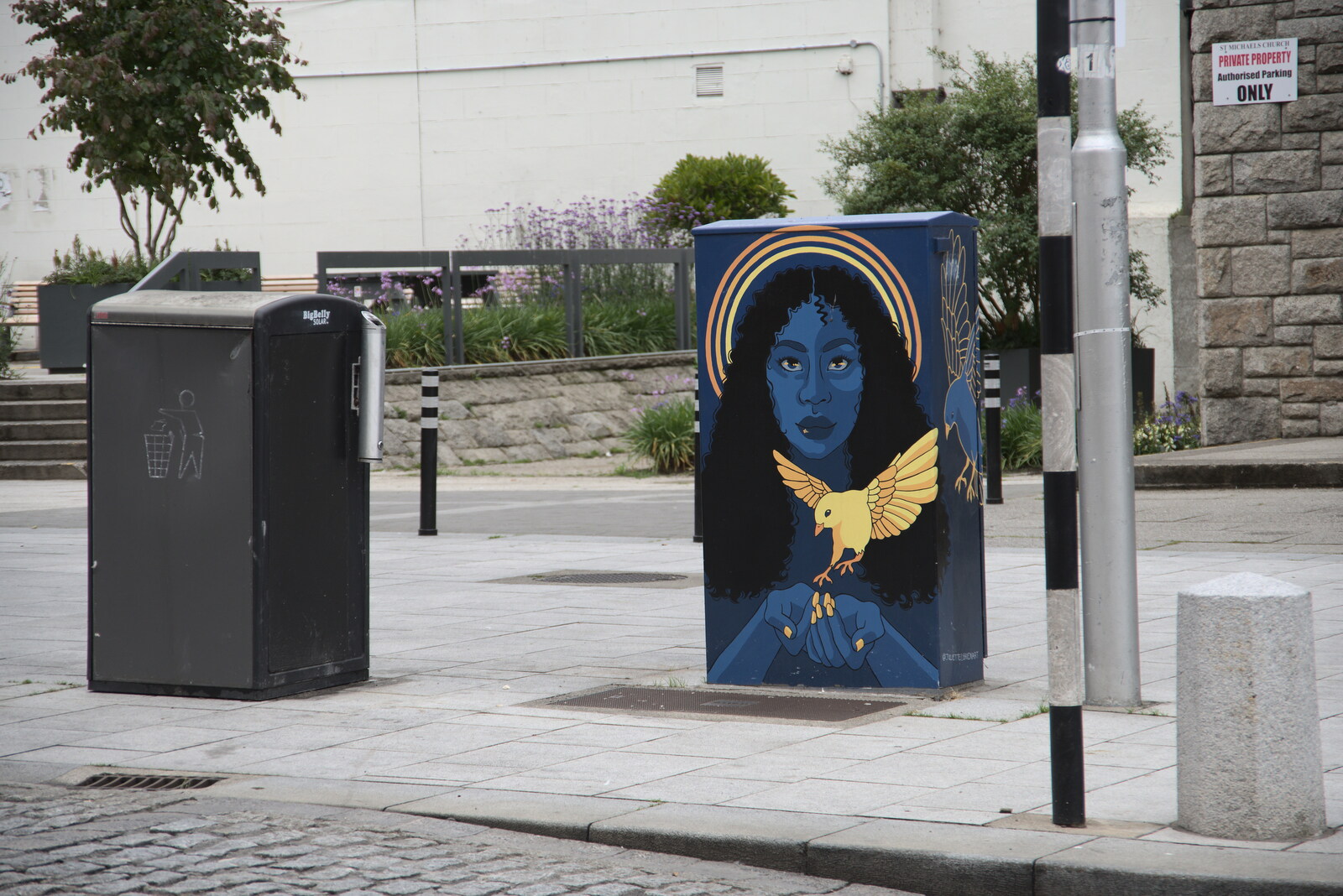 Street art on a traffic light control box from Manorhamilton and the Street Art of Dún Laoghaire, Ireland - 15th August 2021