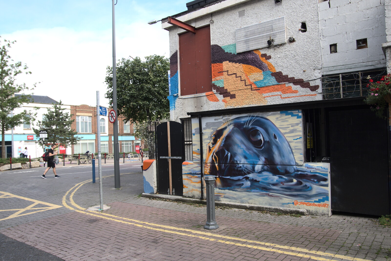 A seal on the wall behind Dunphy's from Manorhamilton and the Street Art of Dún Laoghaire, Ireland - 15th August 2021