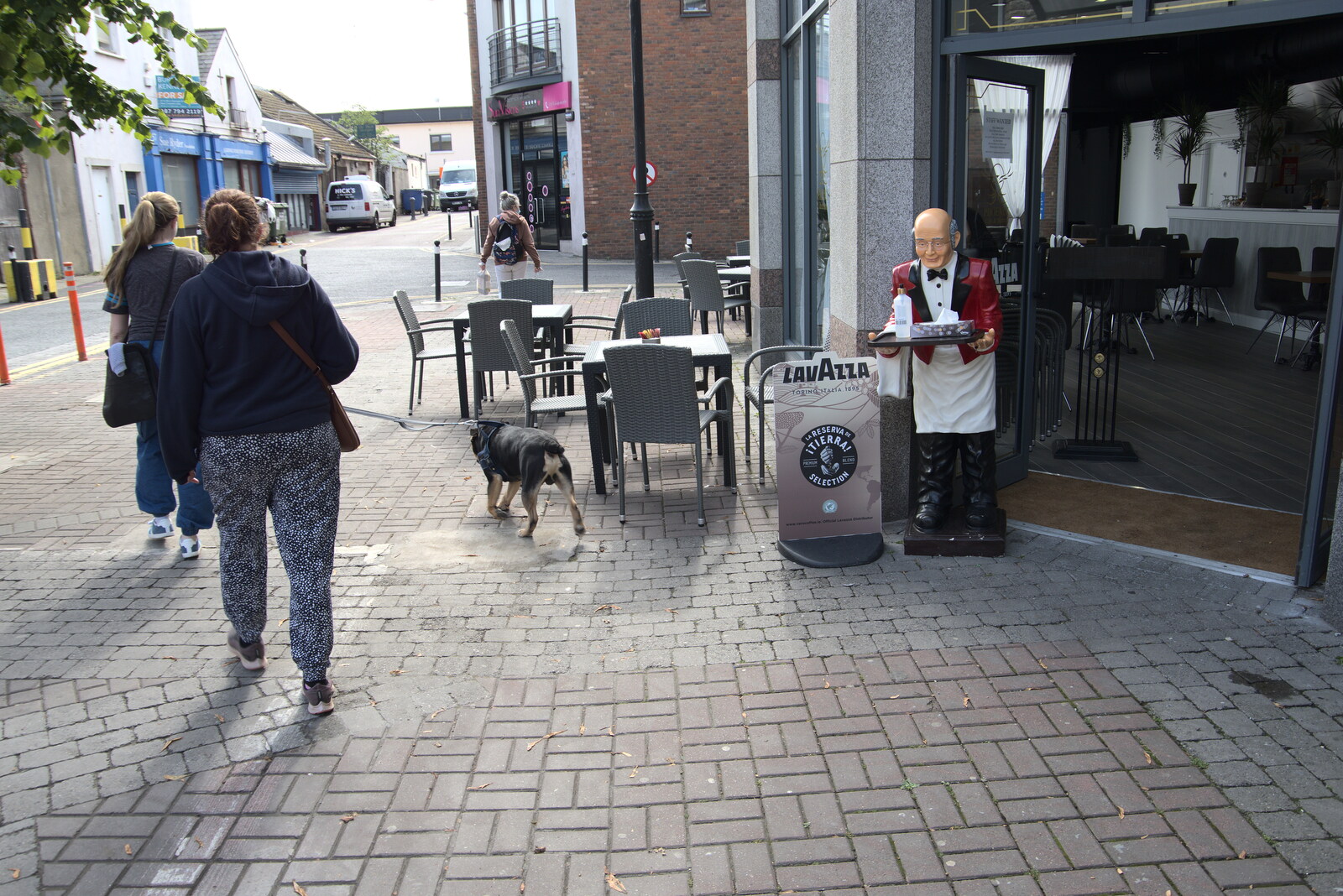A waiter statue outside a café from Manorhamilton and the Street Art of Dún Laoghaire, Ireland - 15th August 2021