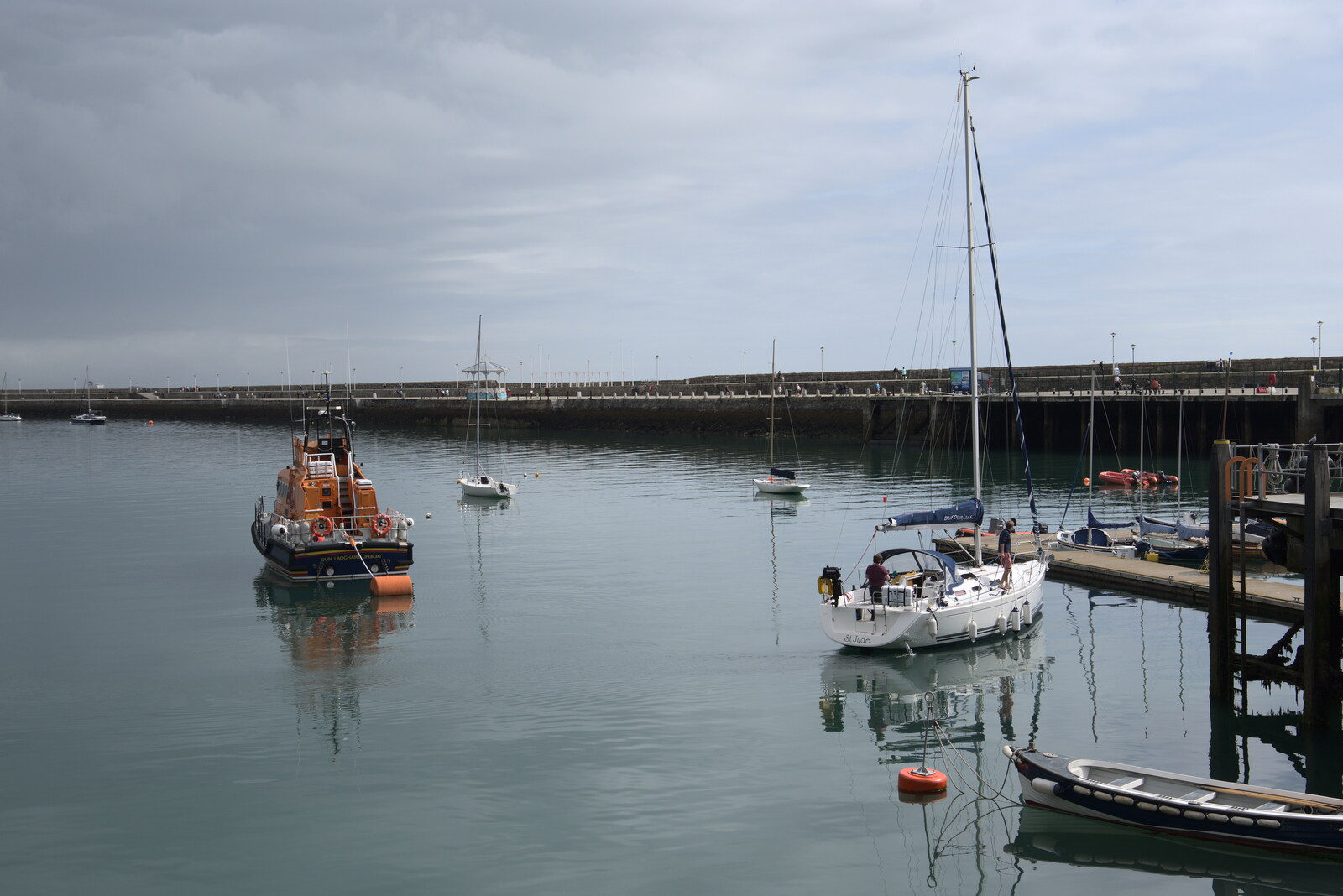 The lifeboat floats around on the still water from Manorhamilton and the Street Art of Dún Laoghaire, Ireland - 15th August 2021