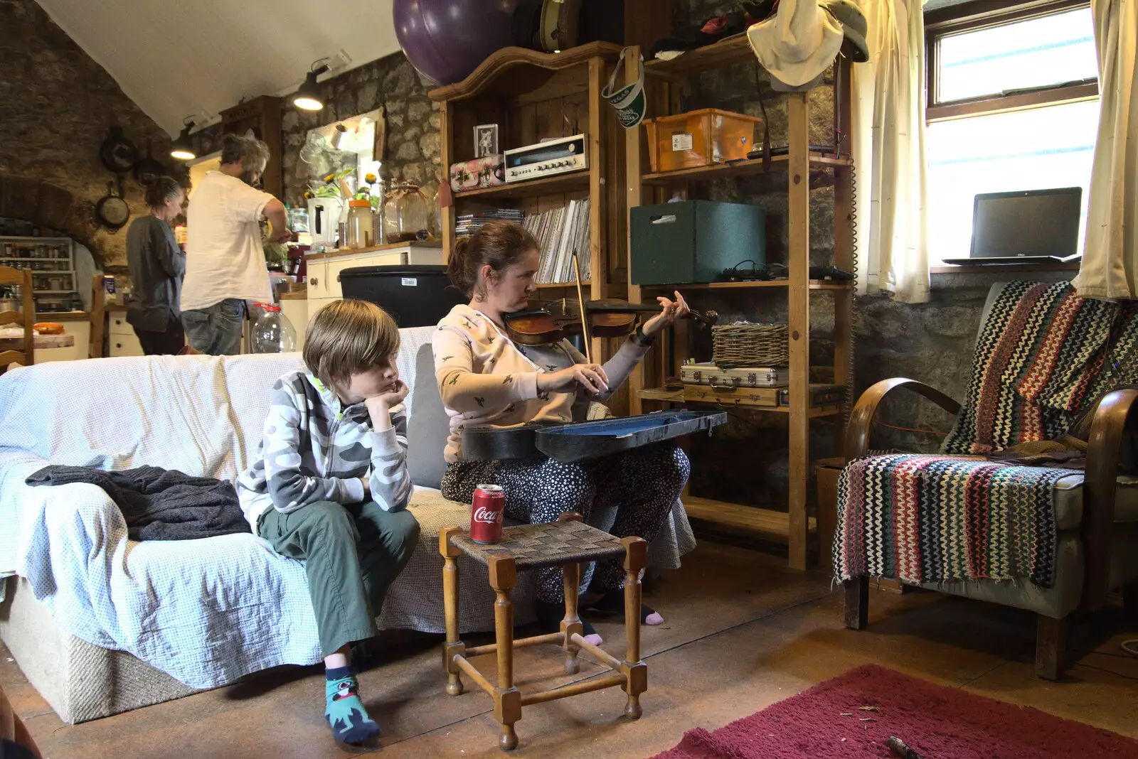 Isobel plays a bit of fiddle, from A Trip to Noddy's, and Dublin City Centre, Wicklow and Dublin, Ireland - 16th August 2021