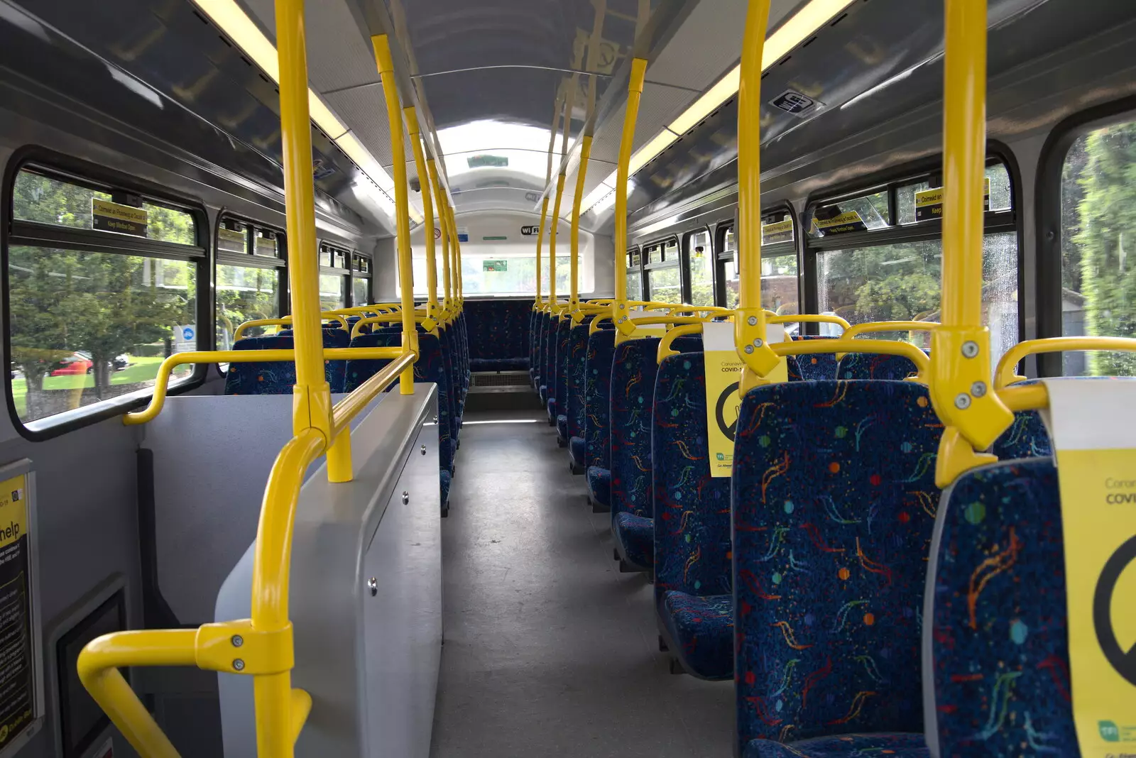 The upstairs of the bus is deserted, from A Trip to Noddy's, and Dublin City Centre, Wicklow and Dublin, Ireland - 16th August 2021