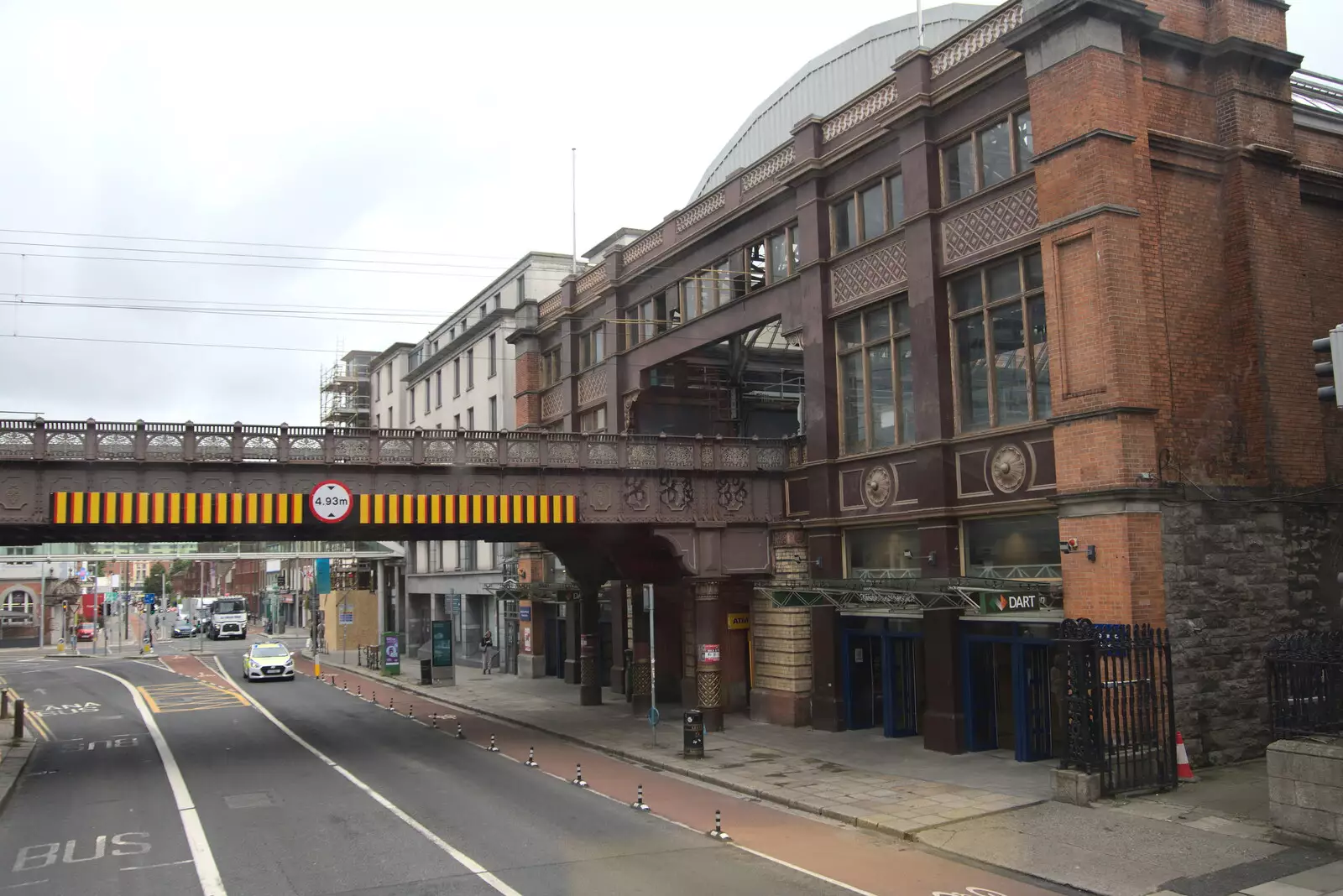 Pearse Street station from the top of the bus, from A Trip to Noddy's, and Dublin City Centre, Wicklow and Dublin, Ireland - 16th August 2021