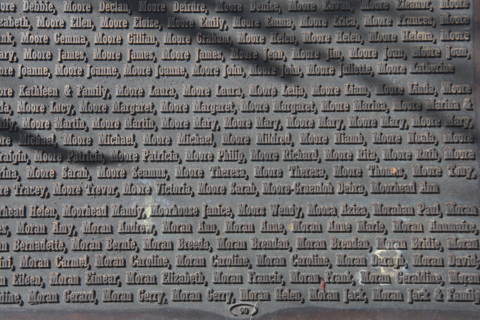Part of a memorial name wall from A Trip to Noddy's, and Dublin City Centre, Wicklow and Dublin, Ireland - 16th August 2021