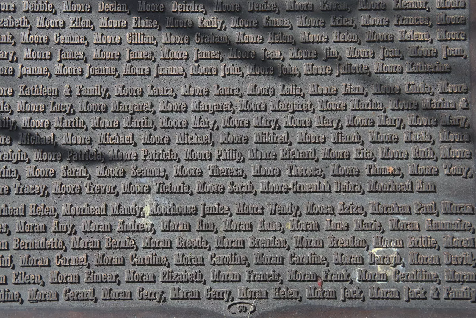 Part of a memorial name wall, from A Trip to Noddy's, and Dublin City Centre, Wicklow and Dublin, Ireland - 16th August 2021