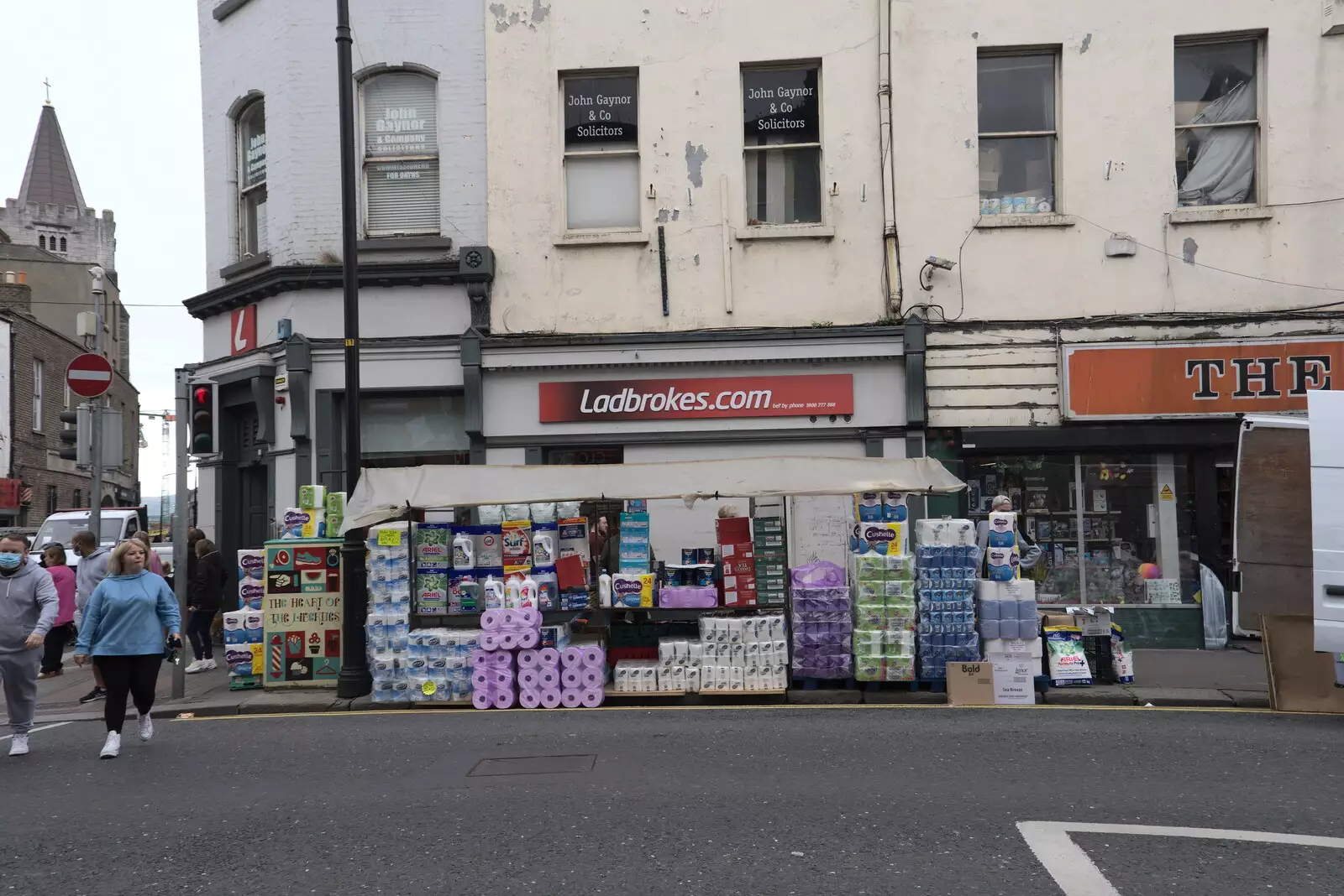 A toilet-roll pop-up market on Thomas Street, from A Trip to Noddy's, and Dublin City Centre, Wicklow and Dublin, Ireland - 16th August 2021