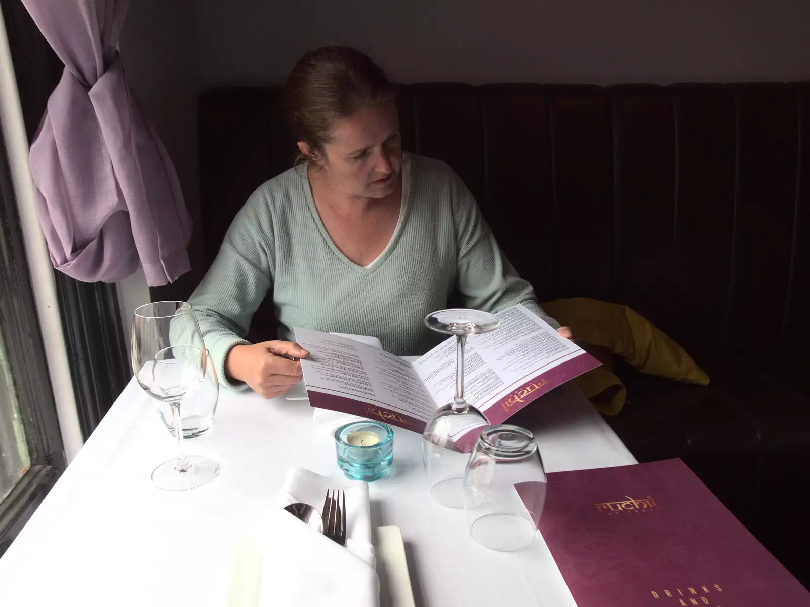 Isobel peruses the menu, from The Guinness Storehouse Tour, St. James's Gate, Dublin, Ireland - 17th August 2021