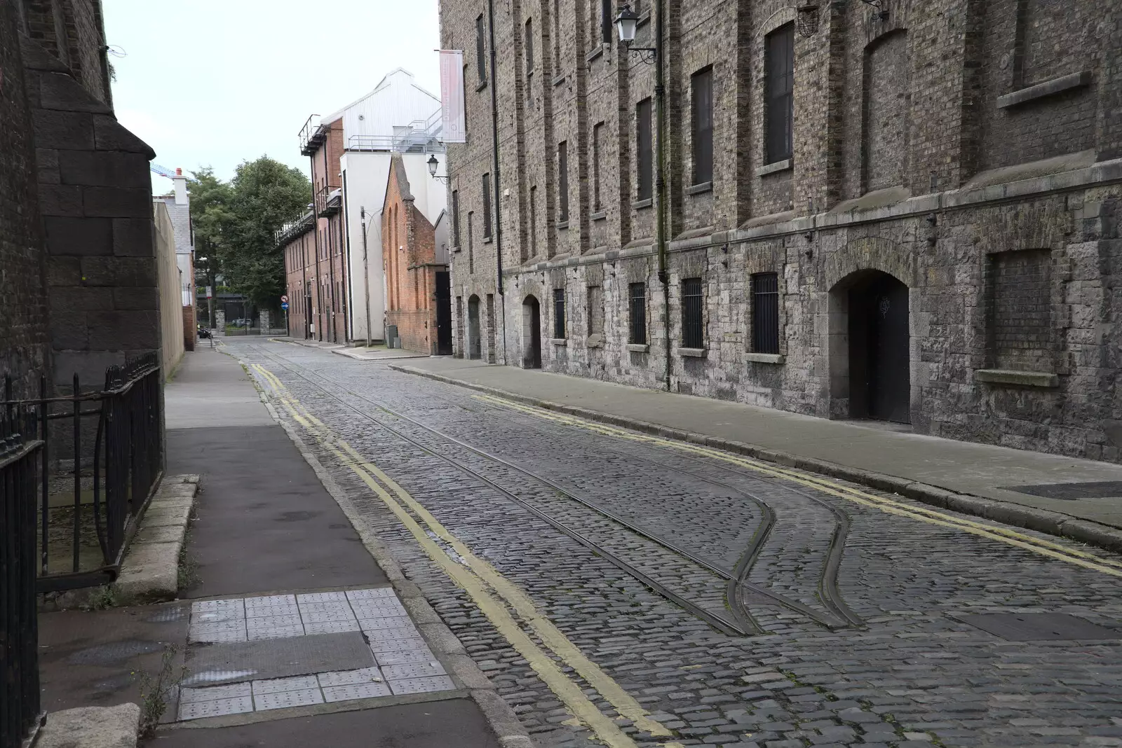 Old railway tracks in the cobbles, from The Guinness Storehouse Tour, St. James's Gate, Dublin, Ireland - 17th August 2021