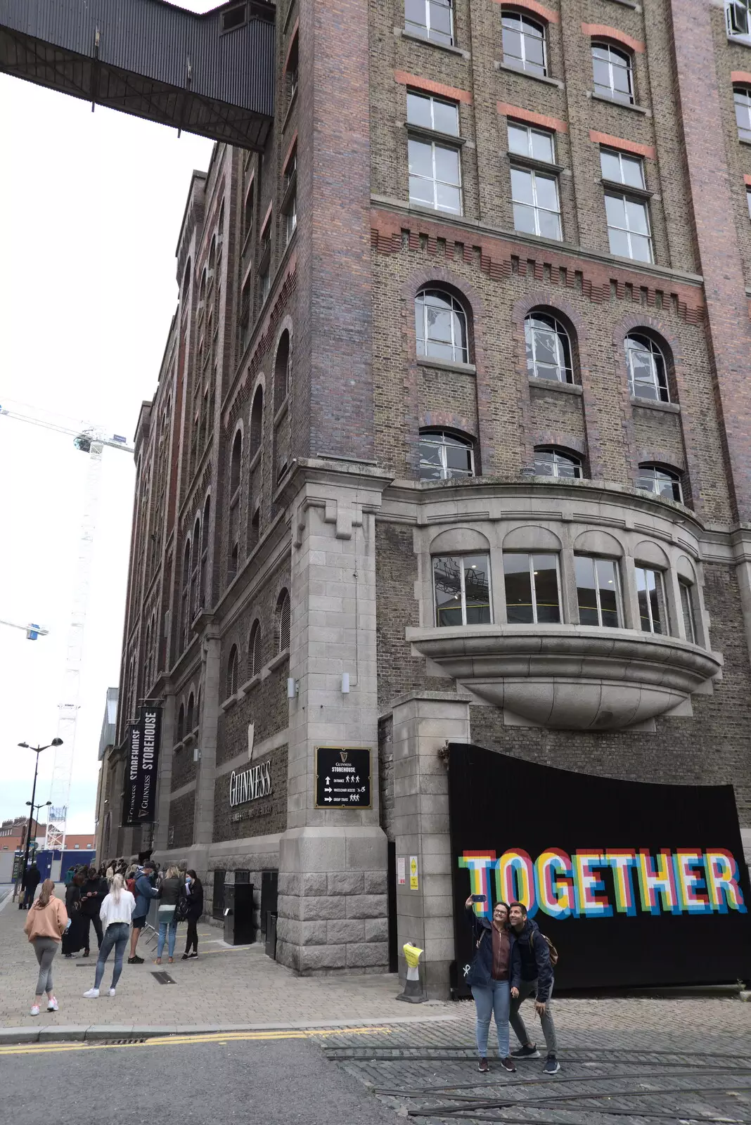 The queue outside the Storehouse, from The Guinness Storehouse Tour, St. James's Gate, Dublin, Ireland - 17th August 2021