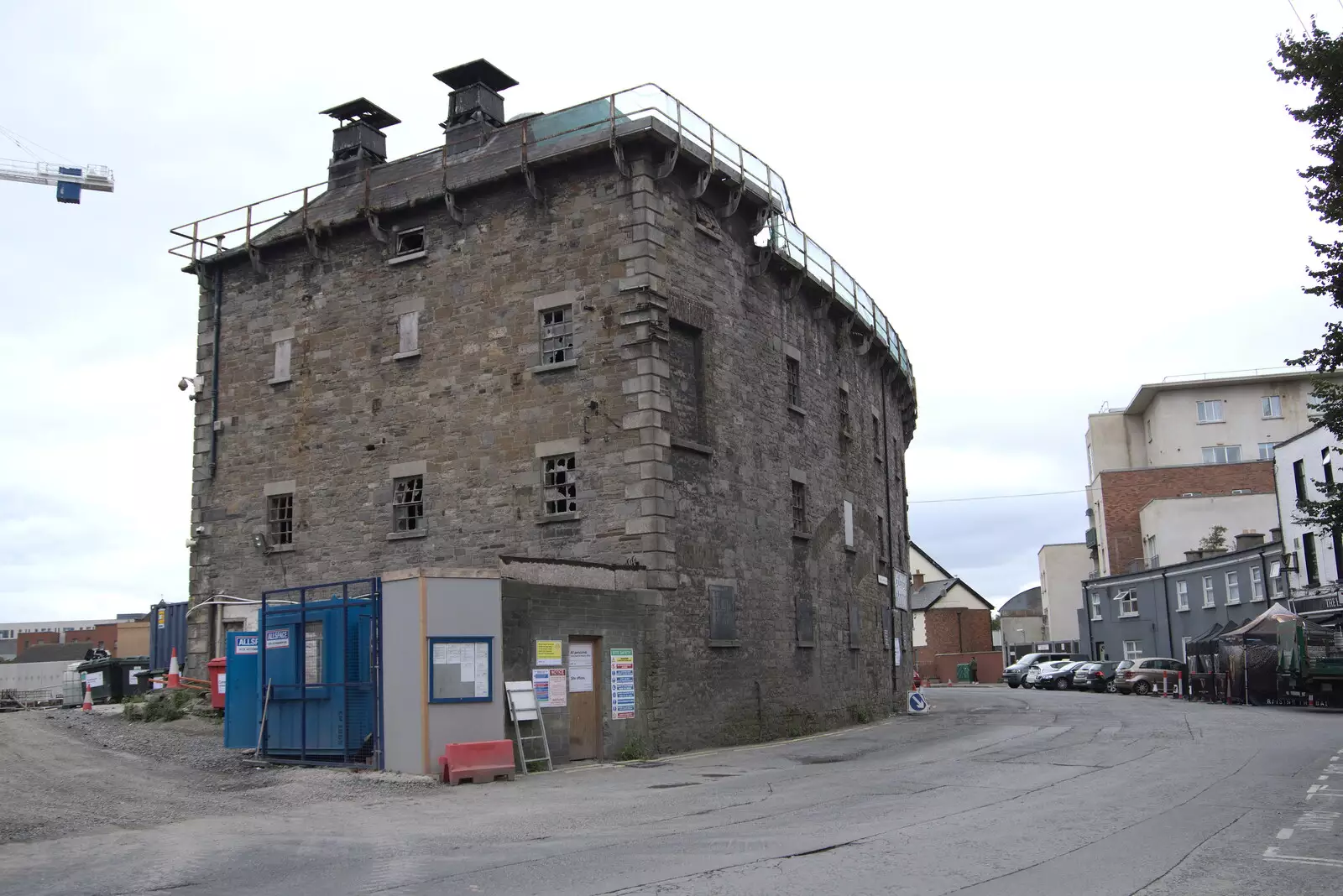 A derelict building on Grand Canal Place, from The Guinness Storehouse Tour, St. James's Gate, Dublin, Ireland - 17th August 2021