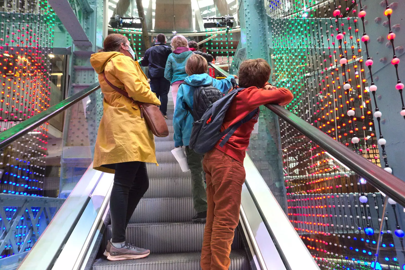 On an escalator, from The Guinness Storehouse Tour, St. James's Gate, Dublin, Ireland - 17th August 2021