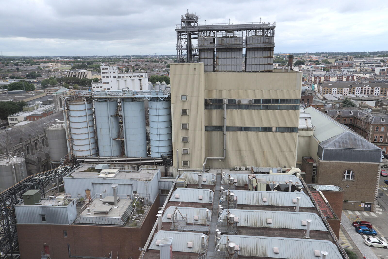 A view over the factory from The Guinness Storehouse Tour, St. James's Gate, Dublin, Ireland - 17th August 2021