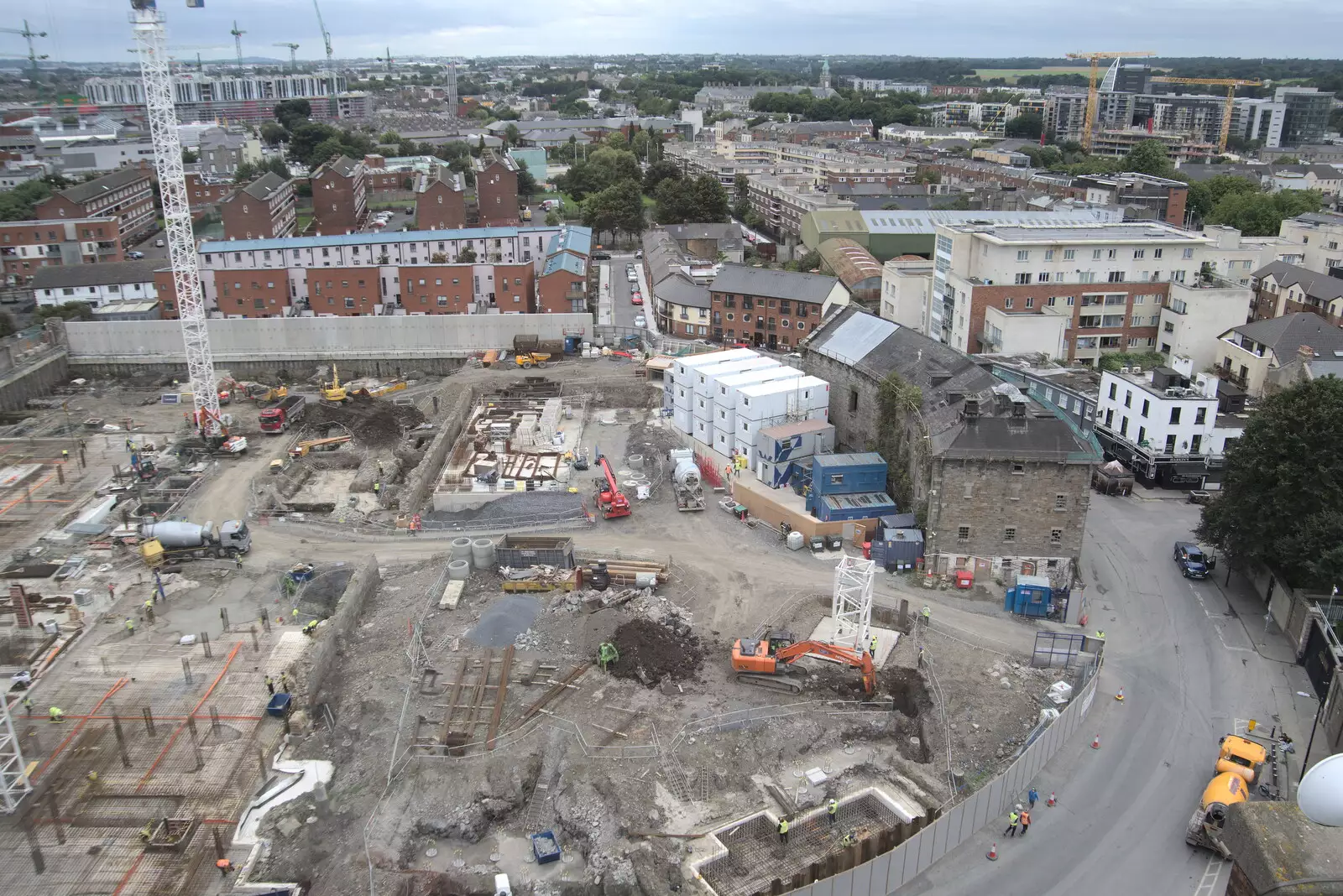 Looking down on Grand Canal Place, from The Guinness Storehouse Tour, St. James's Gate, Dublin, Ireland - 17th August 2021