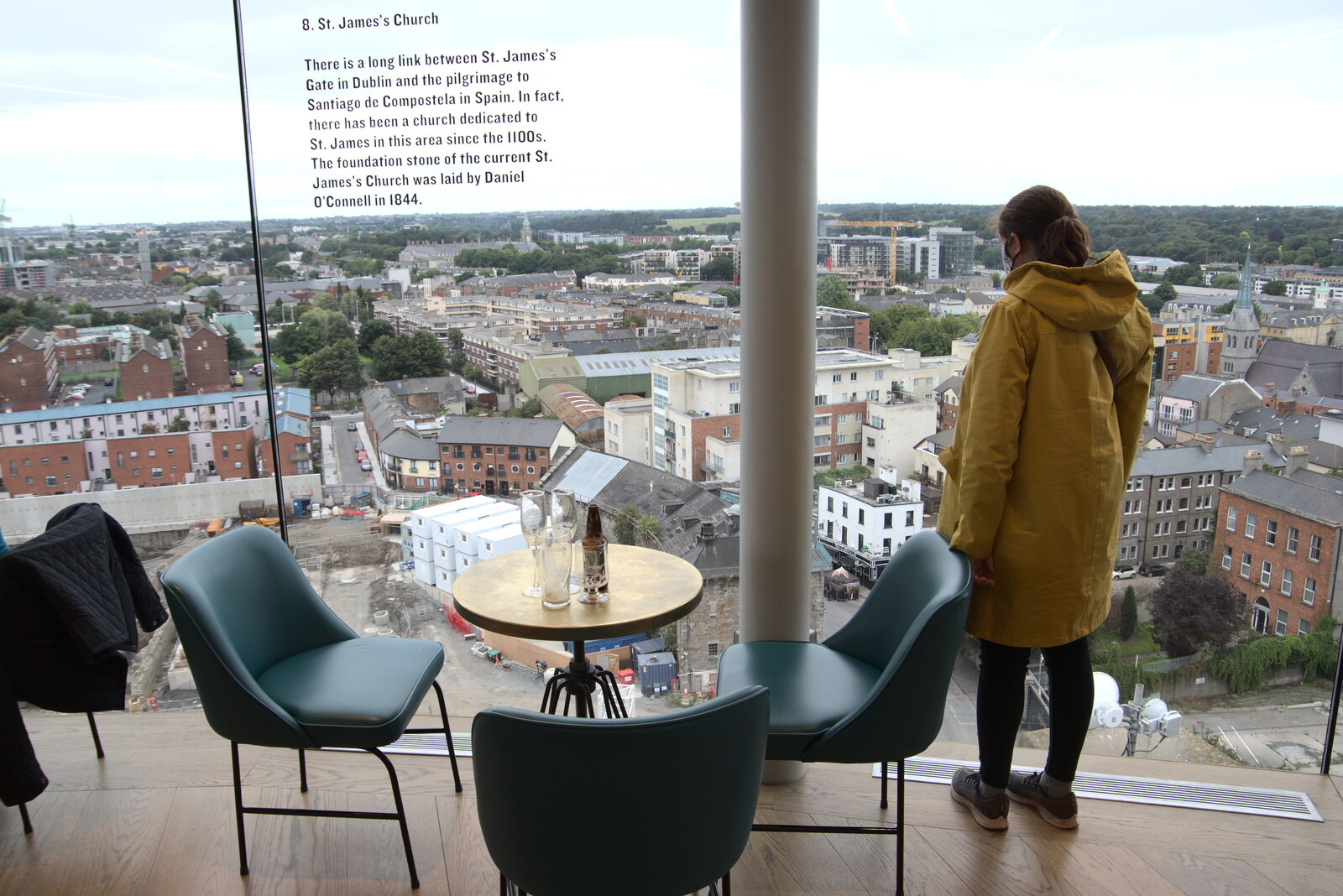 Isobel looks out over the city from The Guinness Storehouse Tour, St. James's Gate, Dublin, Ireland - 17th August 2021