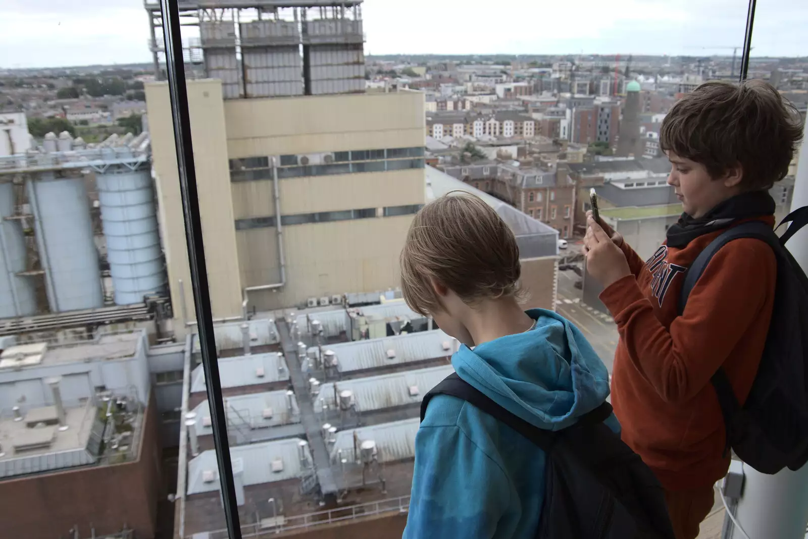 Fred checks his phone, from The Guinness Storehouse Tour, St. James's Gate, Dublin, Ireland - 17th August 2021