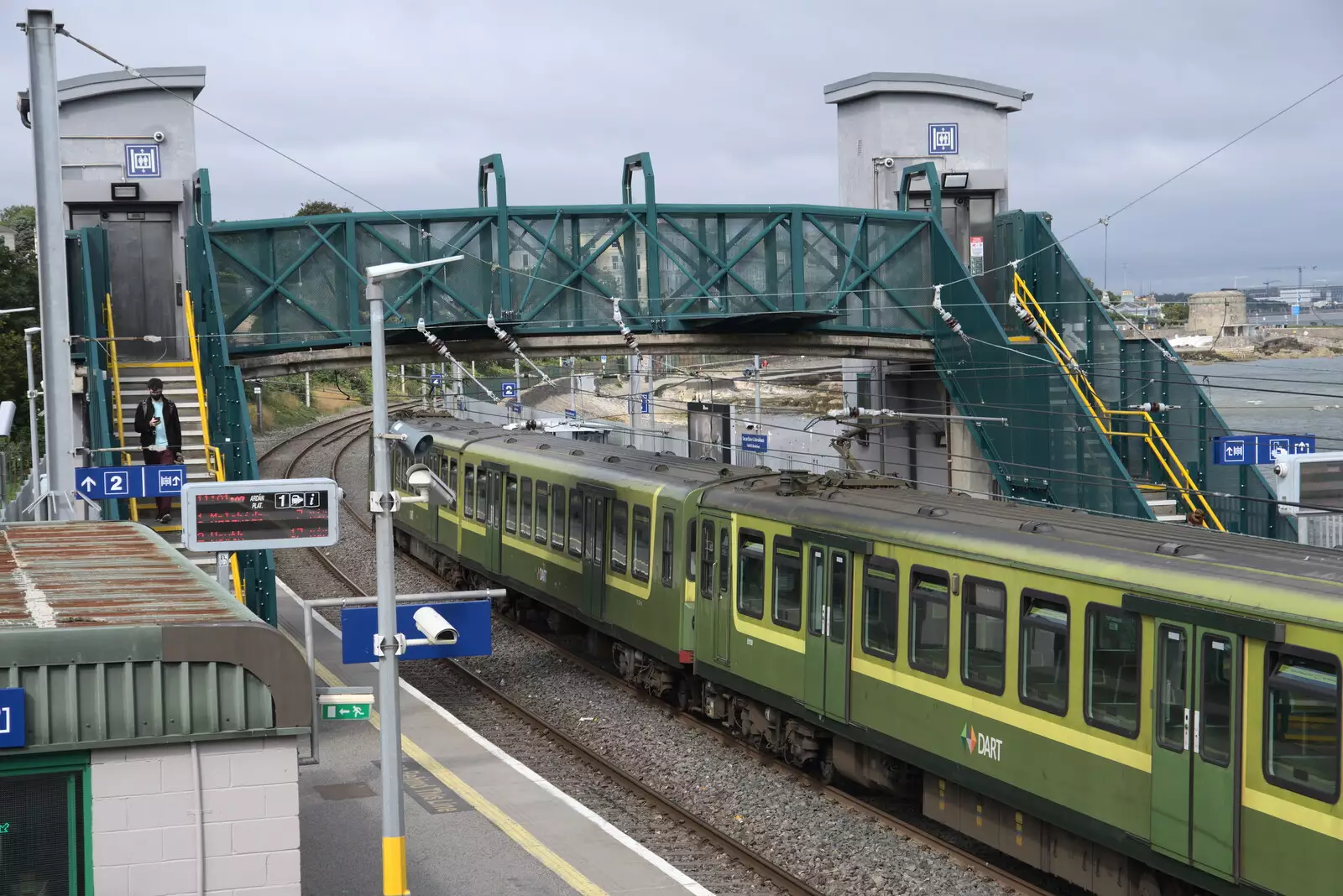 A DART train at Seapoint station, from The Guinness Storehouse Tour, St. James's Gate, Dublin, Ireland - 17th August 2021