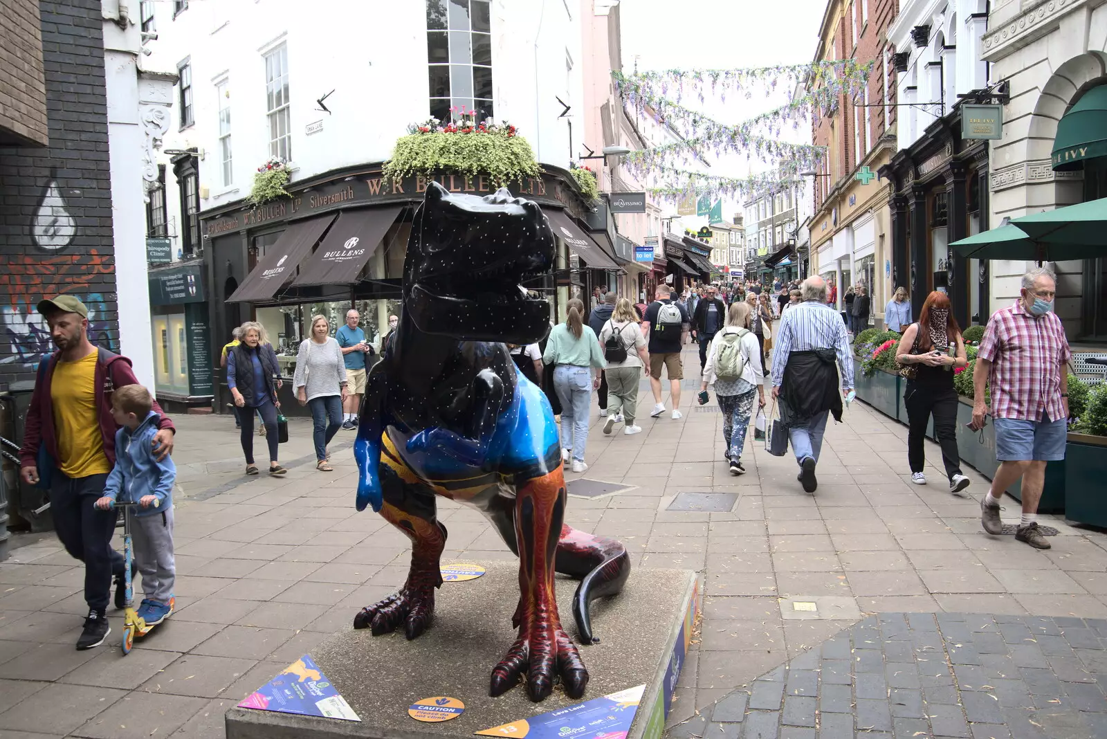 A space dinosaur on London Street, from Dippy and the City Dinosaur Trail, Norwich, Norfolk - 19th August 2021