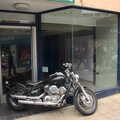 There's a motorbike outside an empty shop, Dippy and the City Dinosaur Trail, Norwich, Norfolk - 19th August 2021