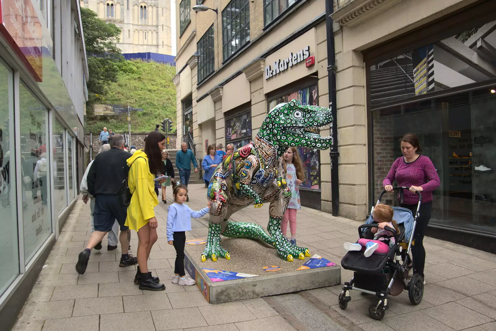 Another dinosaur on an alley up to Castle Meadow, from Dippy and the City Dinosaur Trail, Norwich, Norfolk - 19th August 2021