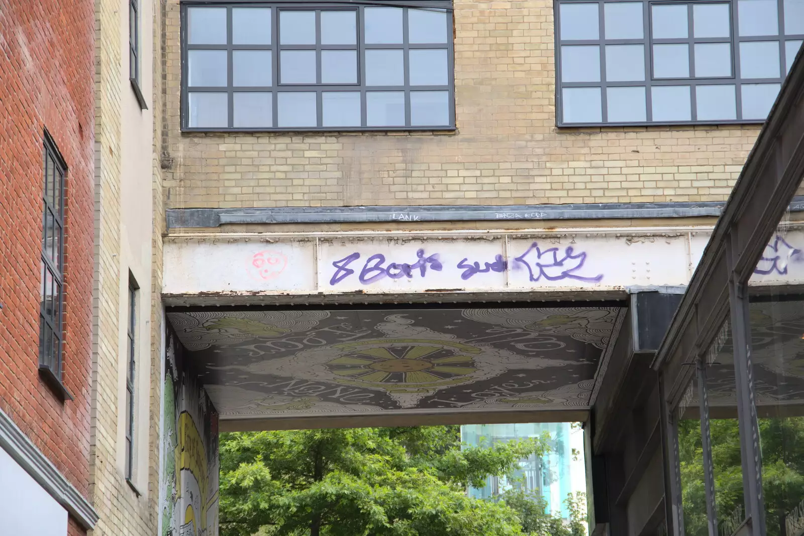 Ceiling art over an alley, from Dippy and the City Dinosaur Trail, Norwich, Norfolk - 19th August 2021