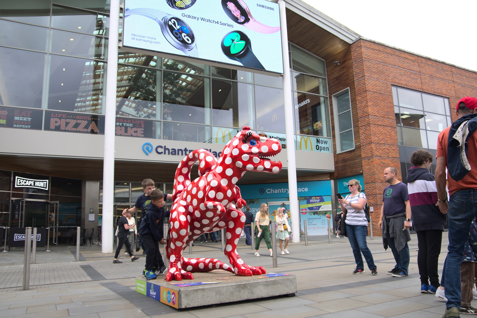 A spotty dinosaur outside Chapelfield from Dippy and the City Dinosaur Trail, Norwich, Norfolk - 19th August 2021
