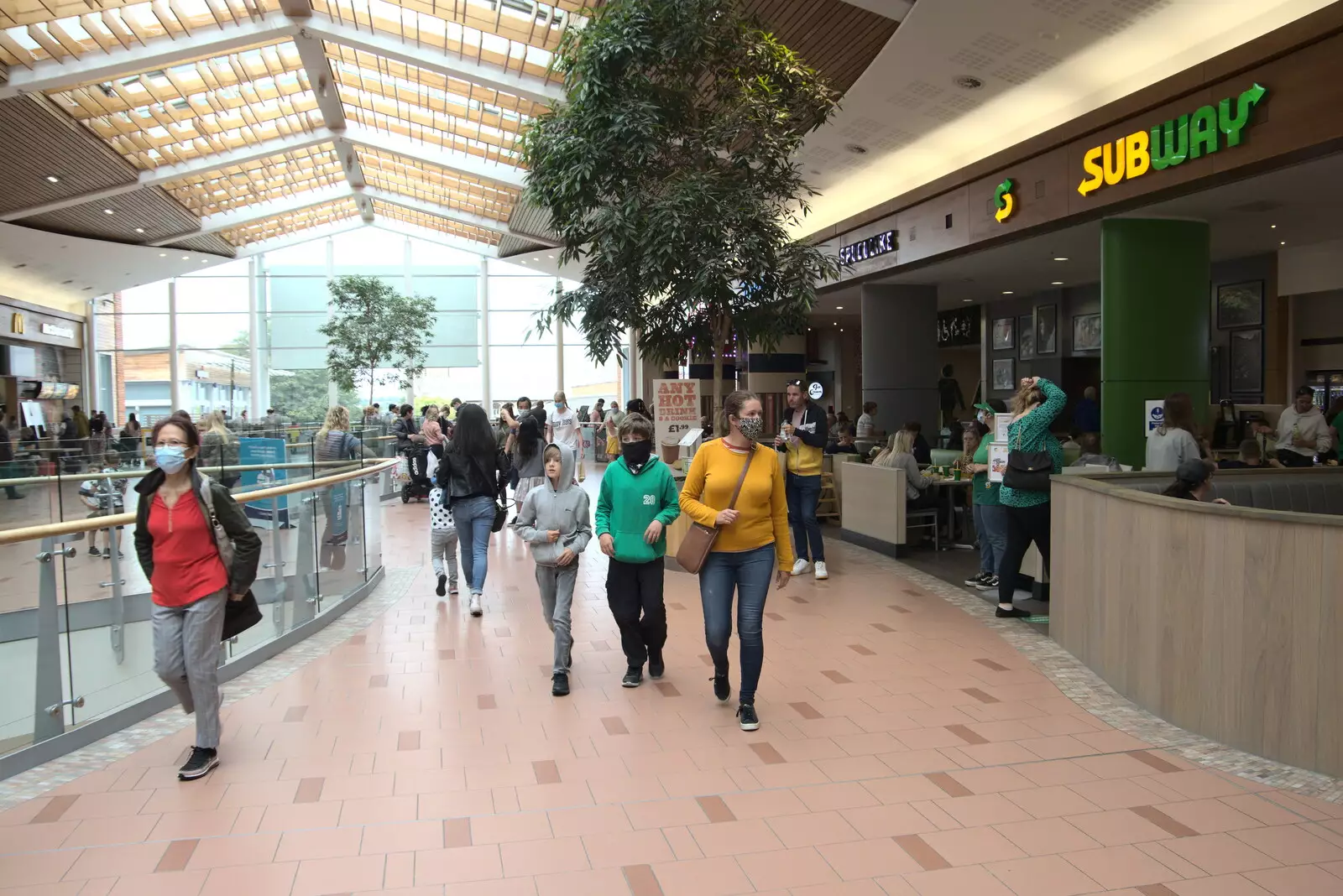 Harry, Fred and Isobel walk back from the bogs, from Dippy and the City Dinosaur Trail, Norwich, Norfolk - 19th August 2021