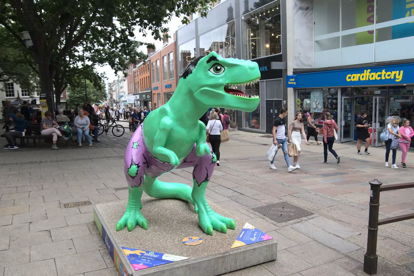 A green dinosaur by Hay Hill, from Dippy and the City Dinosaur Trail, Norwich, Norfolk - 19th August 2021