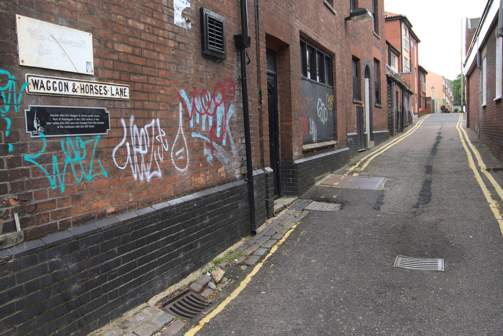 Graffiti on Waggon and Horses Lane from Dippy and the City Dinosaur Trail, Norwich, Norfolk - 19th August 2021