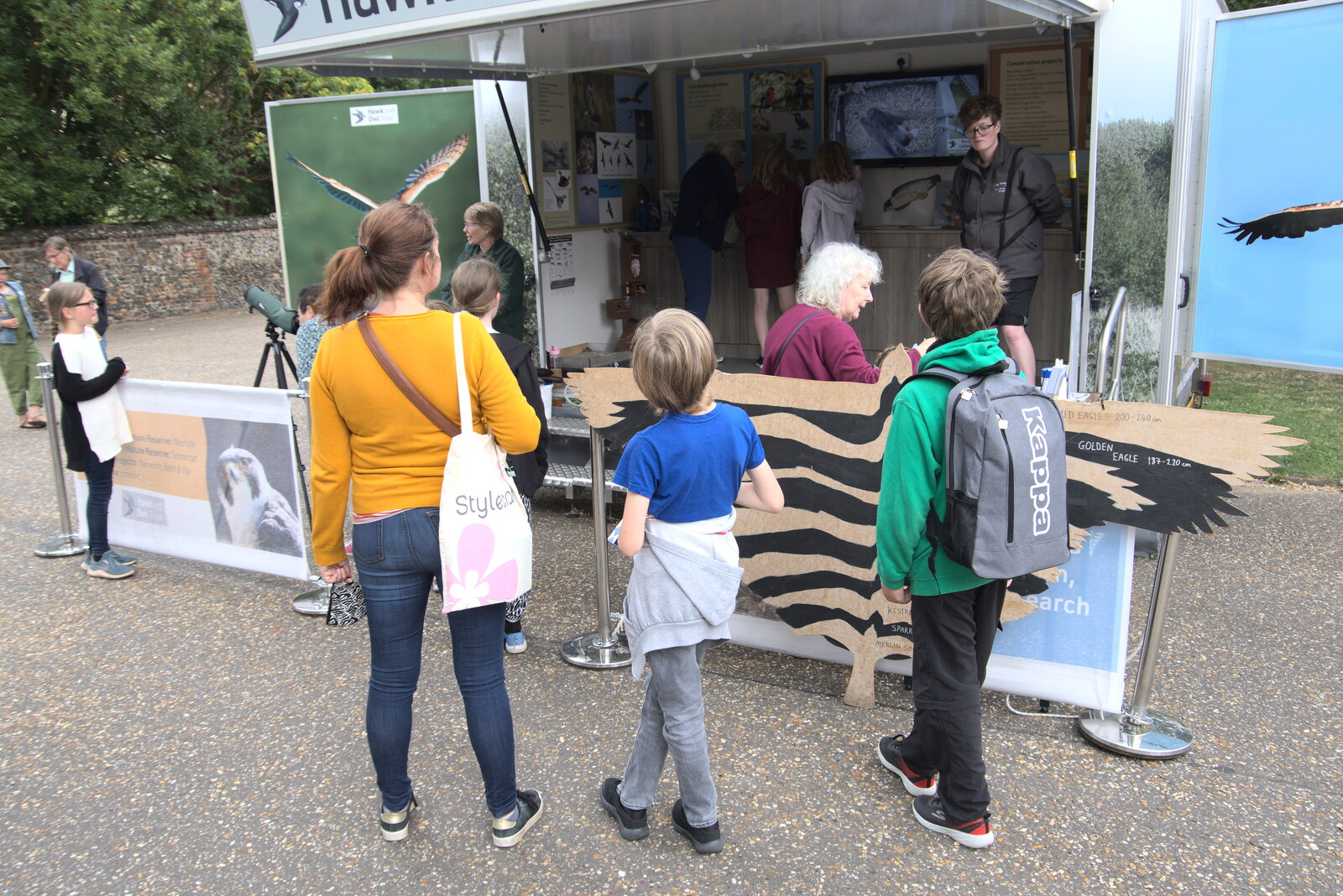 The boys look at footage of kestrel chicks from Dippy and the City Dinosaur Trail, Norwich, Norfolk - 19th August 2021