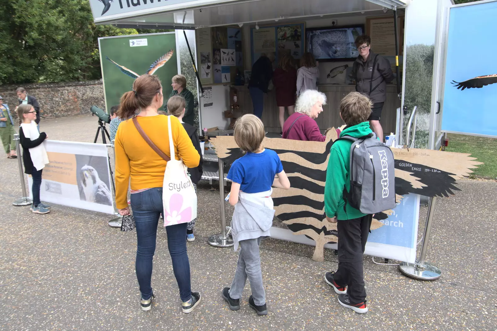 The boys look at footage of kestrel chicks, from Dippy and the City Dinosaur Trail, Norwich, Norfolk - 19th August 2021