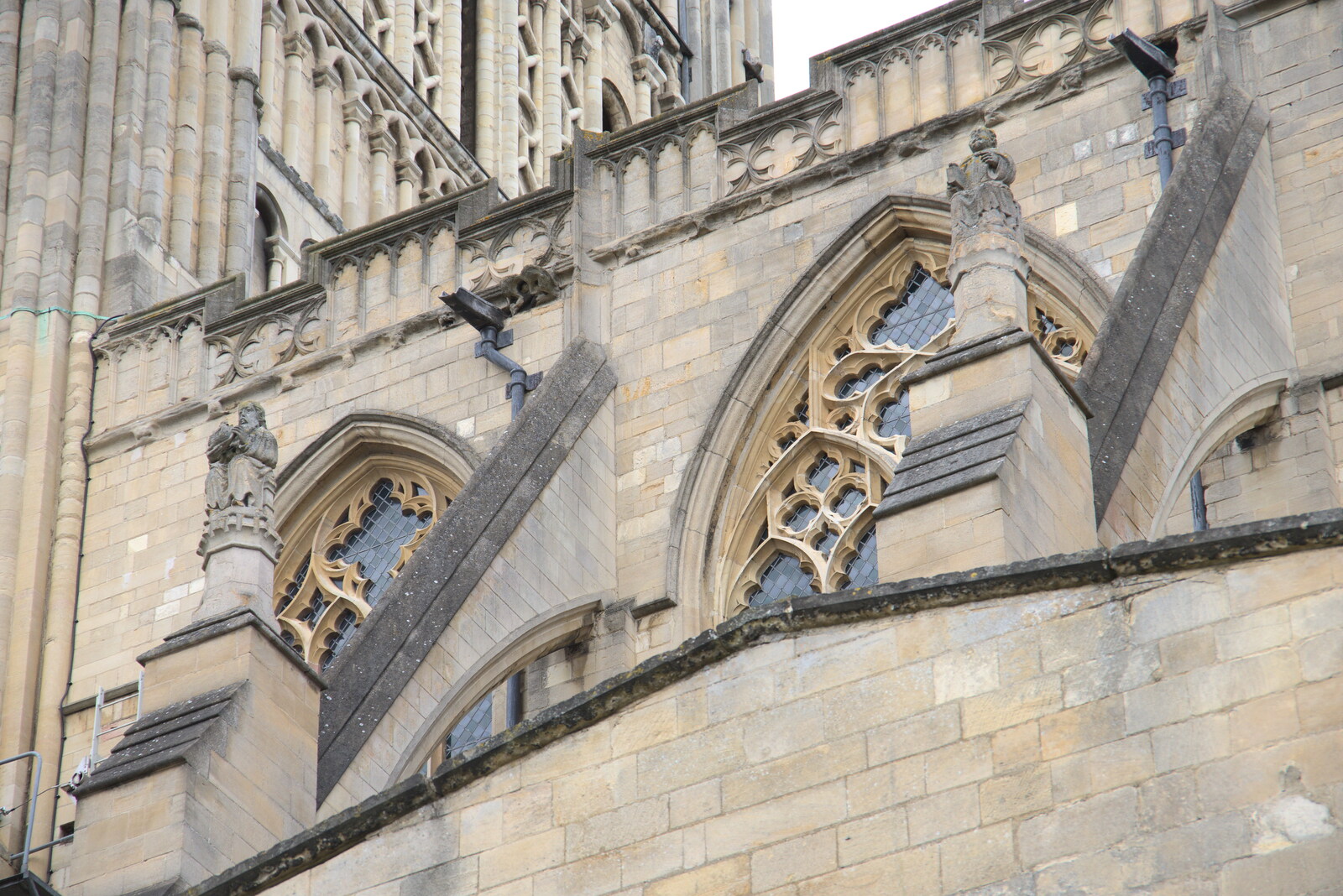Flying buttresses on the cathedral from Dippy and the City Dinosaur Trail, Norwich, Norfolk - 19th August 2021