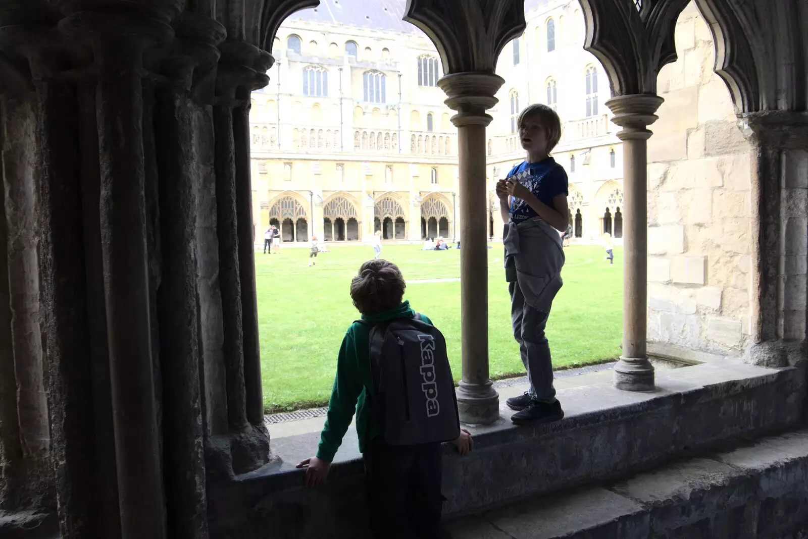 The boys hang around, from Dippy and the City Dinosaur Trail, Norwich, Norfolk - 19th August 2021