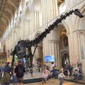 Dippy looms over the crowds, Dippy and the City Dinosaur Trail, Norwich, Norfolk - 19th August 2021