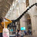 Isobel gets a photo, Dippy and the City Dinosaur Trail, Norwich, Norfolk - 19th August 2021