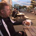 Gaz shows off another Burger Jam burger, The BSCC at The Crown, Dickleburgh, Norfolk - 19th August 2021