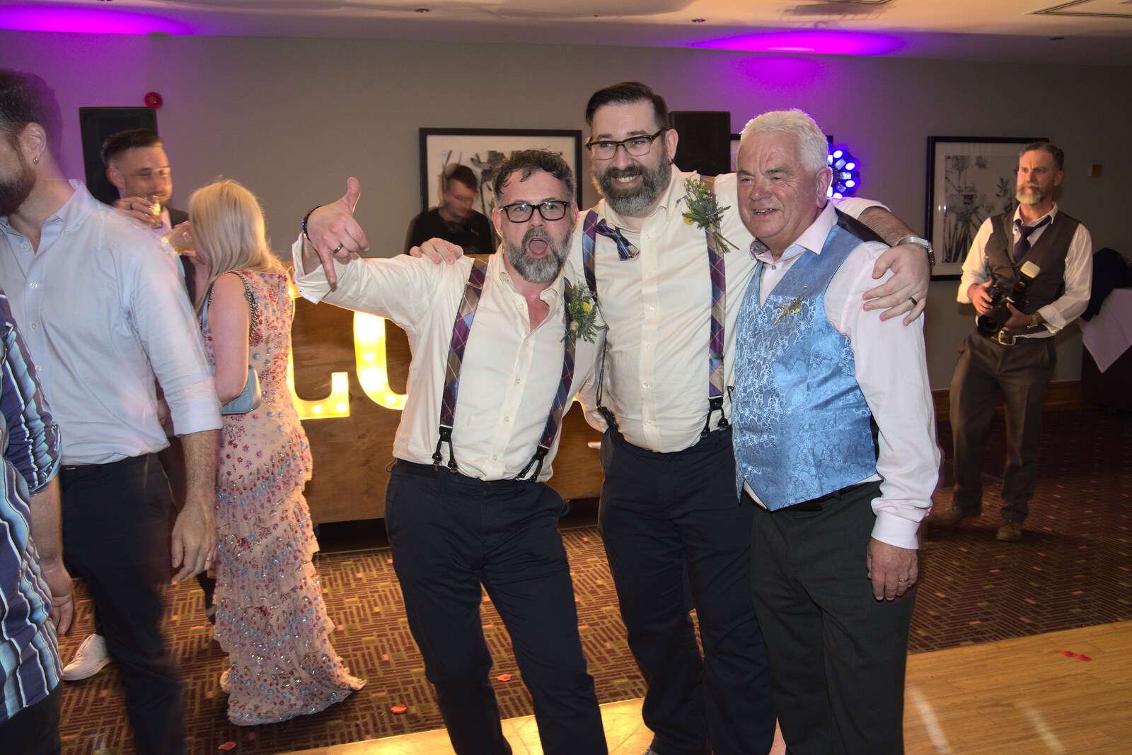 Gavin does a gang sign from Petay's Wedding Reception, Fanhams Hall, Ware, Hertfordshire - 20th August 2021