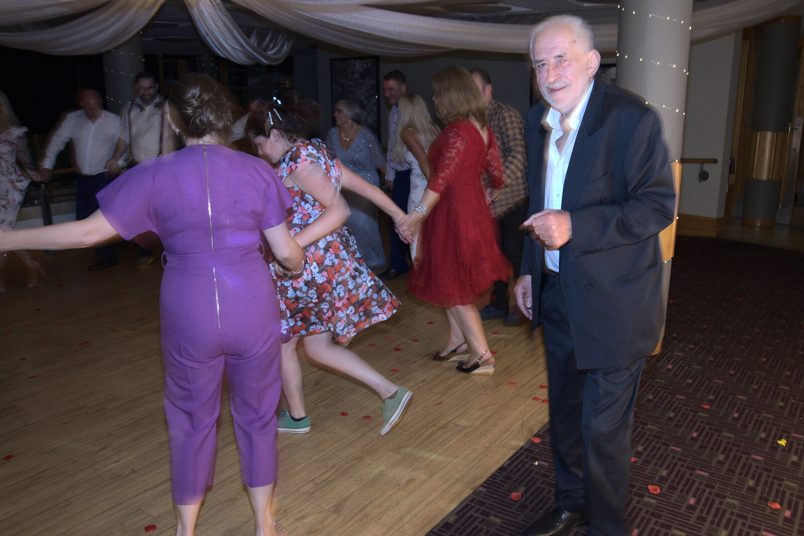 An old dude prepares to join the dance from Petay's Wedding Reception, Fanhams Hall, Ware, Hertfordshire - 20th August 2021