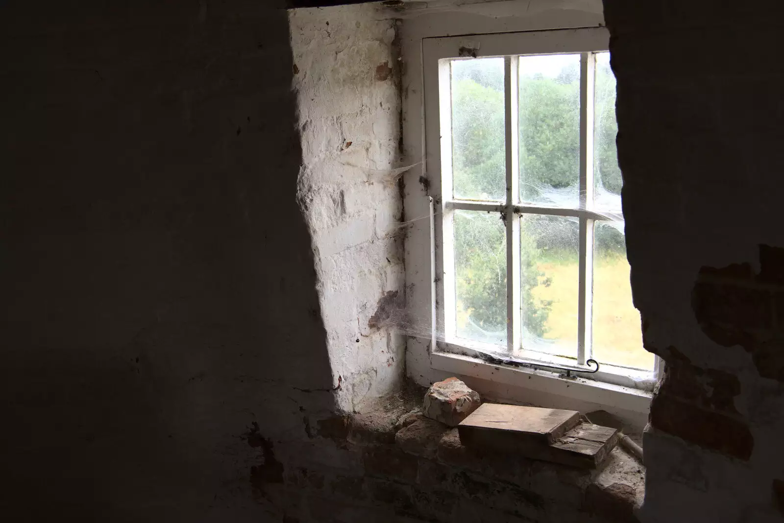 A cobwebby window, from An Open Day at the Windmill, Billingford, Norfolk - 21st August 2021