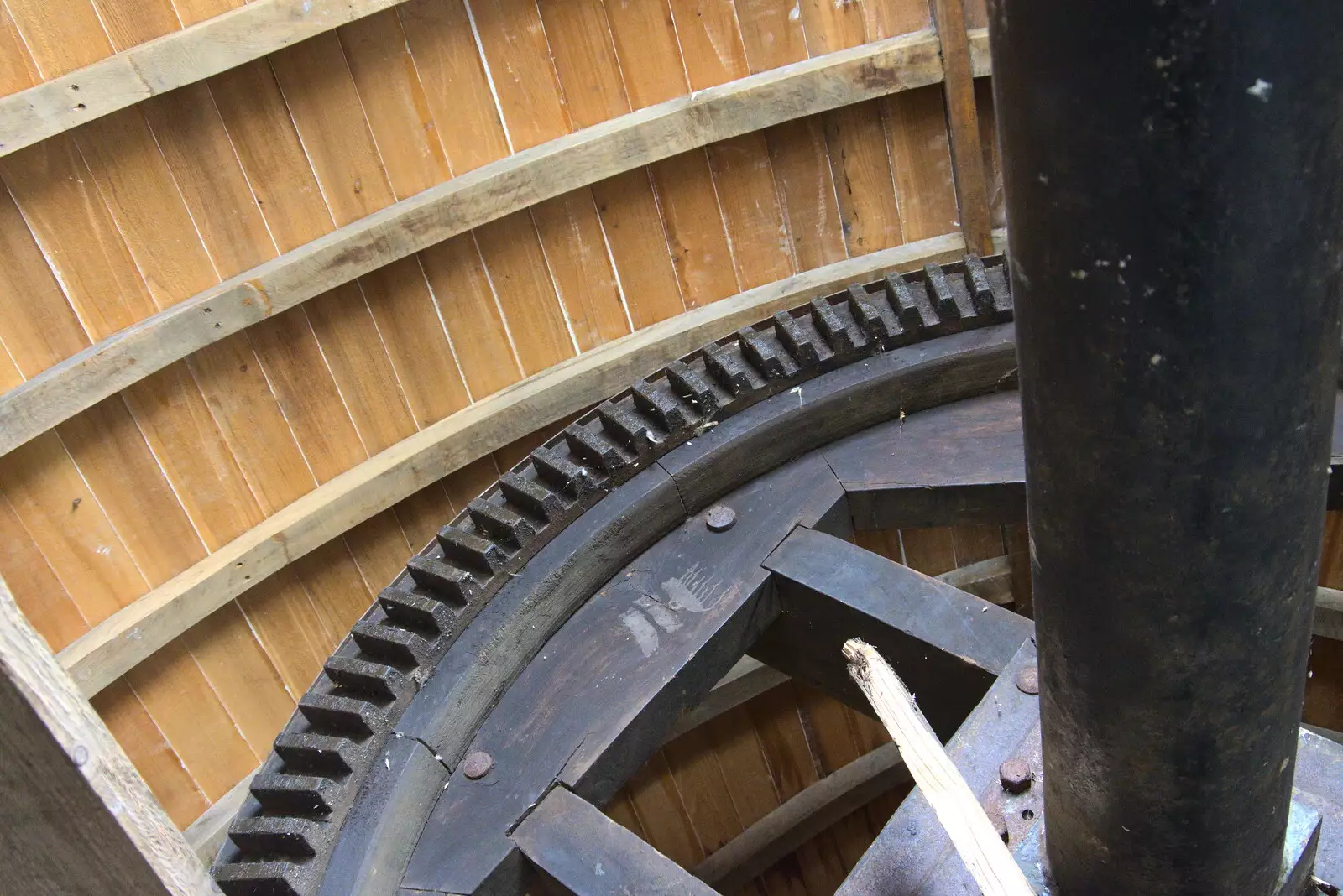 Inside the restored windmill cap, from An Open Day at the Windmill, Billingford, Norfolk - 21st August 2021