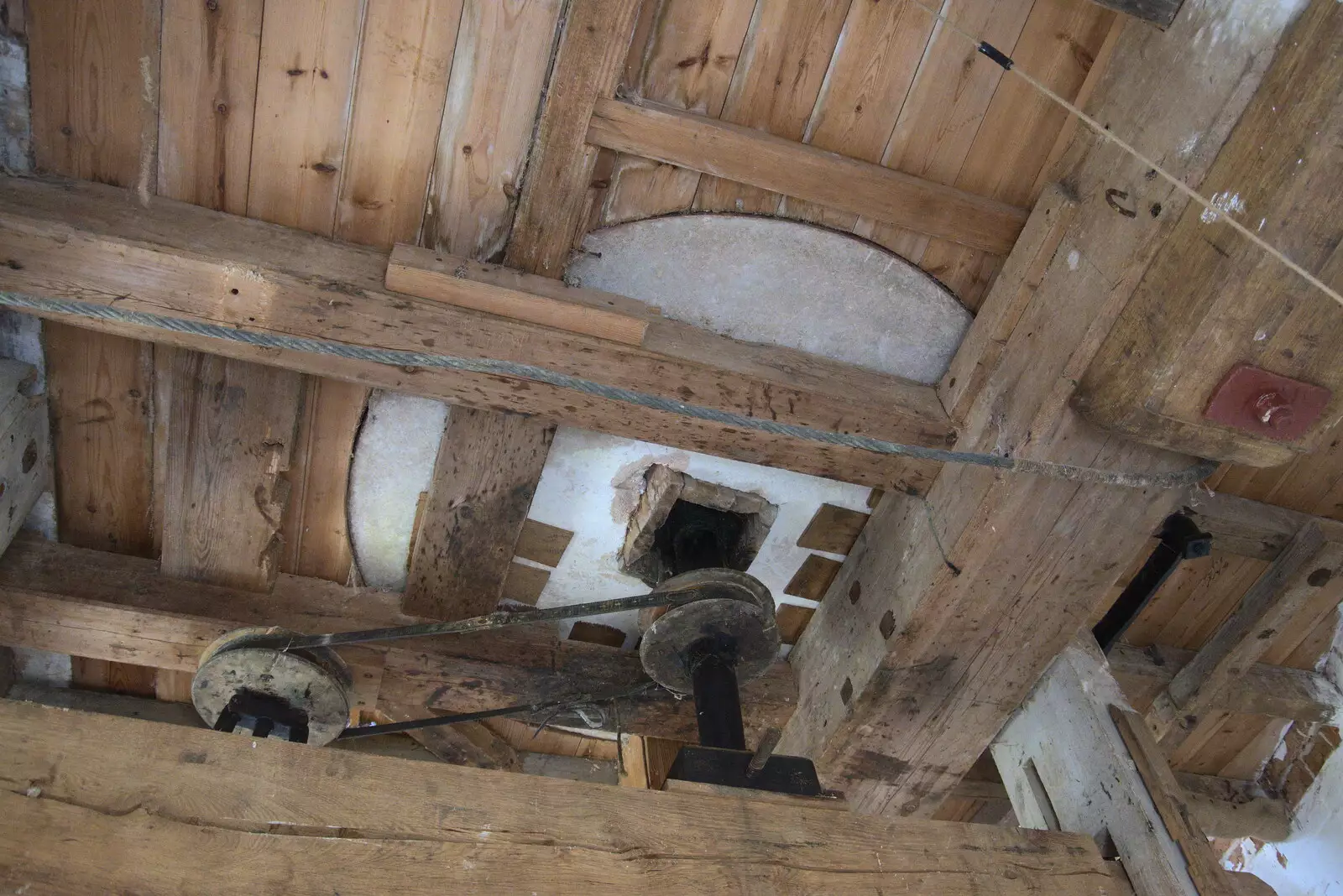 The underside of a millstone, from An Open Day at the Windmill, Billingford, Norfolk - 21st August 2021