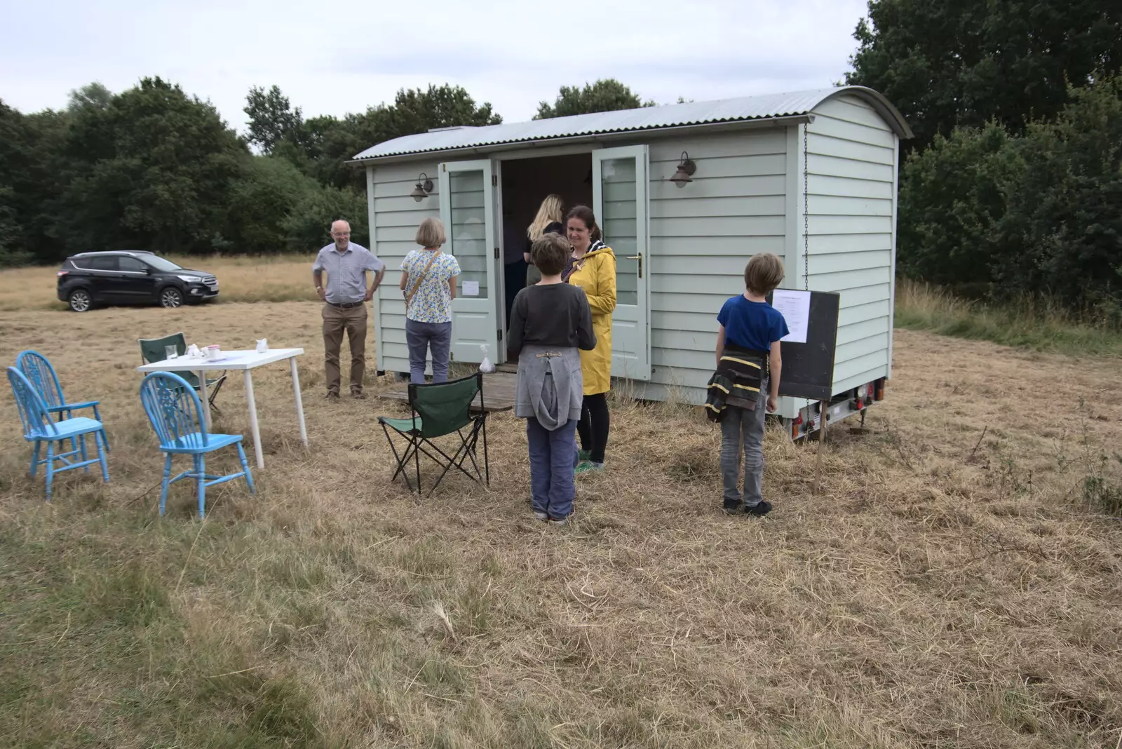 The shepherd hut café, from An Open Day at the Windmill, Billingford, Norfolk - 21st August 2021