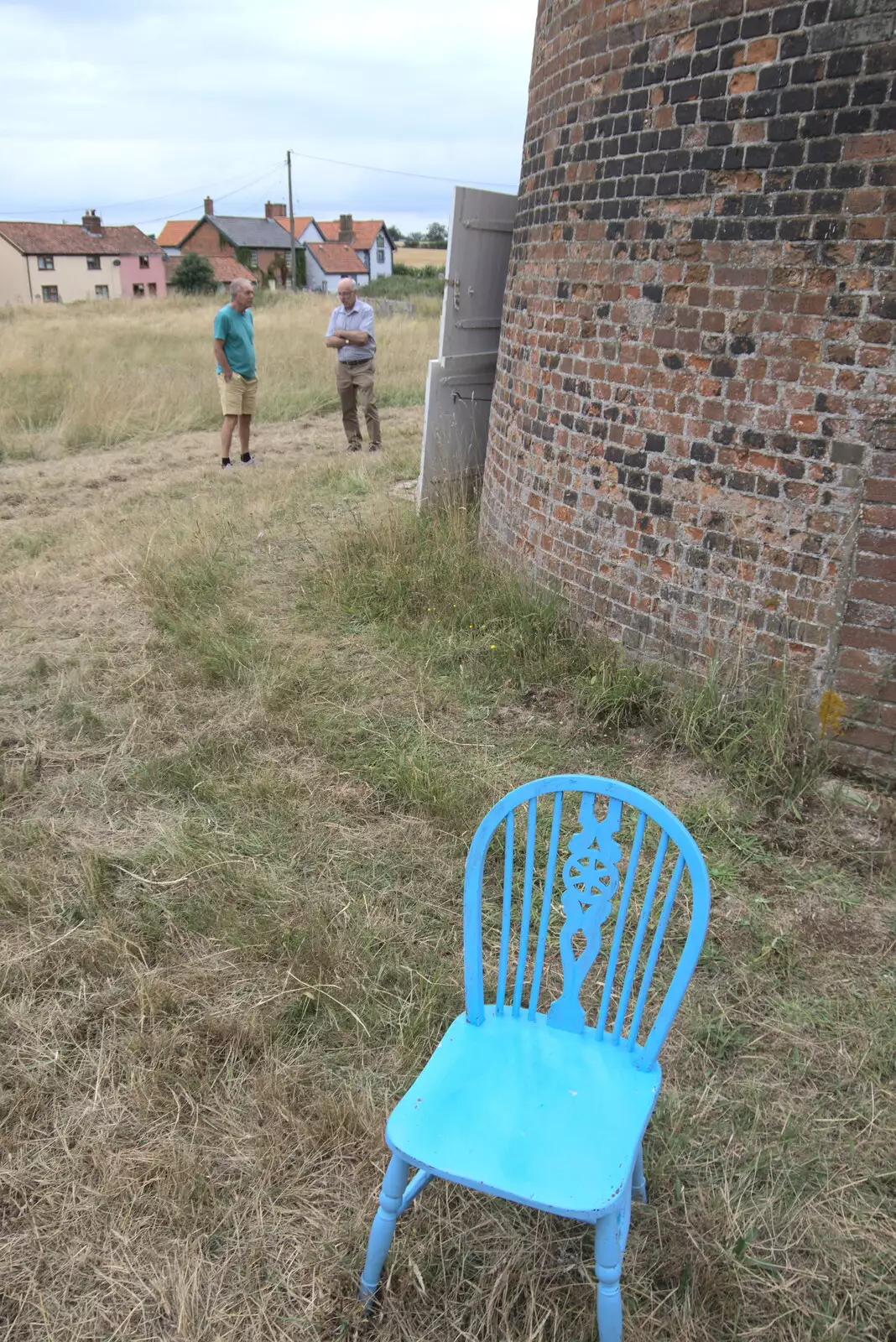 A blue chair in the grass, from An Open Day at the Windmill, Billingford, Norfolk - 21st August 2021