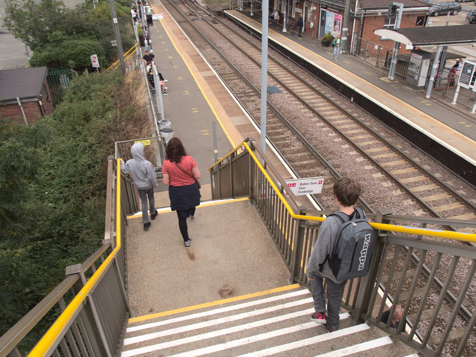 We cross the bridge to platform 2 from Head Out Not Home: A Music Day, Norwich, Norfolk - 22nd August 2021